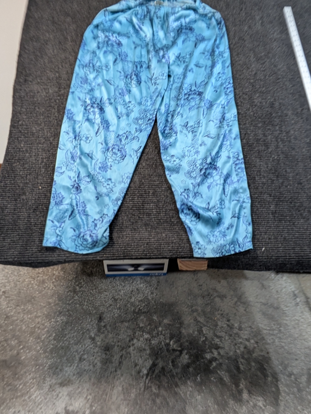 Vintage Blue Floral Satin Pajama / Lounge Pants